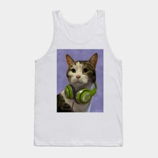 Cat w/headphones Tank Top